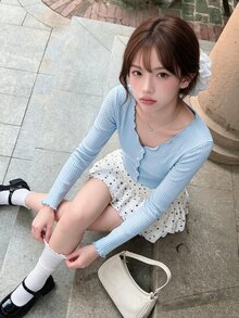 K-Vae Lettuce Edge Solid Tee - Baby Blue - View 5