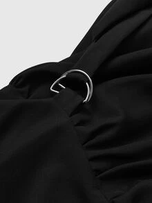 Maweii Spring Autumn Winter Premium Comfortable Minimalist Elegant Exquisite Niche Design Casual Elegant Fashion Design New Essential Daily Wear Street Style Black Loose Plus Size Pants With Metal Buckle - Black - View 9