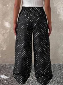 Tween Girls' Casual Everyday Tween Girl Comfortable Brown Polka Dot Pants - Black - View 4