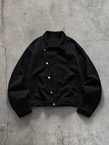 AXEPEAK Men's Casual Versatile Denim Jacket, Spring/Autumn - Black - View 5