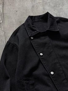 AXEPEAK Men's Casual Versatile Denim Jacket, Spring/Autumn - Black - View 3