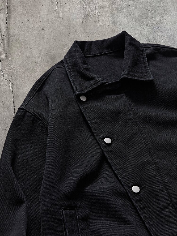 AXEPEAK Men's Casual Versatile Denim Jacket, Spring/Autumn - Black - View 3