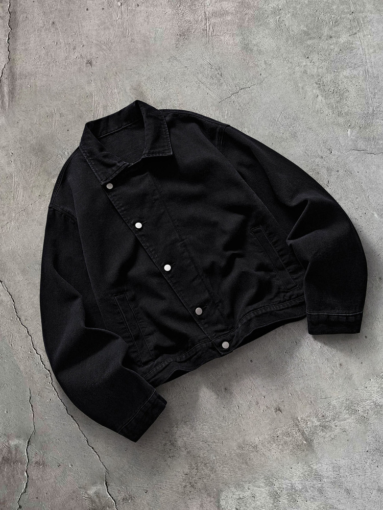 AXEPEAK Men's Casual Versatile Denim Jacket, Spring/Autumn - Black - View 1