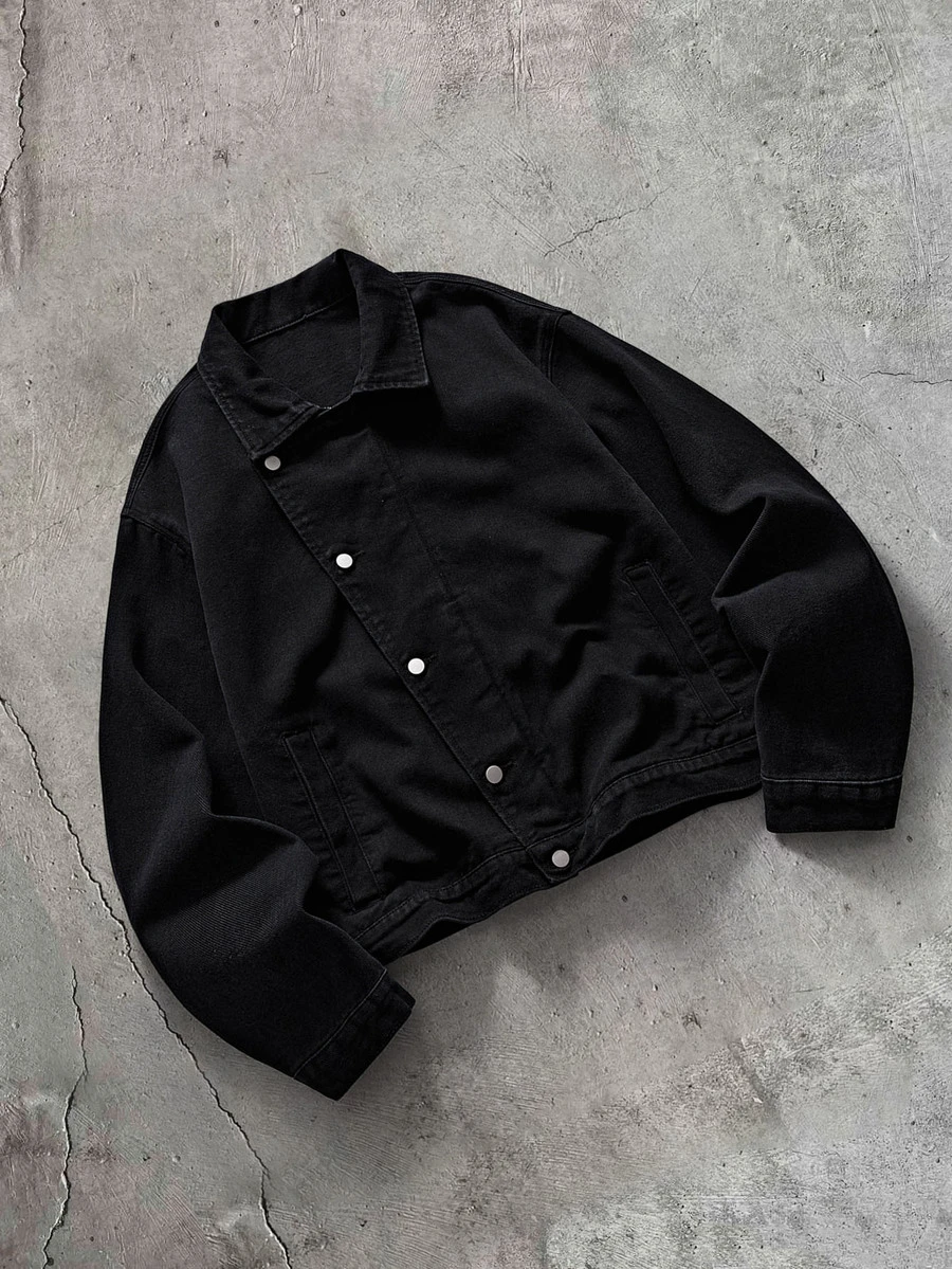 AXEPEAK Men's Casual Versatile Denim Jacket, Spring/Autumn - Black - View 1