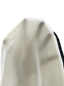 SHEIN Franclia 女款優雅夏季白色上衣，黑白不對稱領襯衫，度假茶會法式風上衣，辦公通勤休閒高級感服飾 - 杏色 - 查看 8
