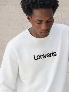 Lonveris Men's Letter Print Casual Daily Long Sleeve Sweatshirt - White - View 3