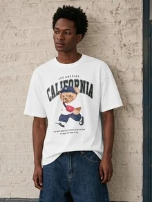 Daypath Men's Summer Casual Bear Slogan Print T-Shirt - White - View 4