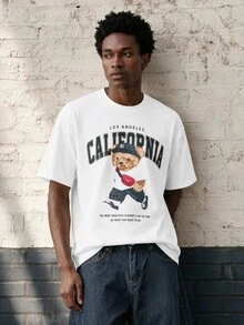 Daypath Men's Summer Casual Bear Slogan Print T-Shirt - White - View 6