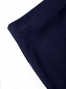 Reflora Plus Size Women Lace Patchwork Slit Design Casual Versatile Skirt - Navy Blue - View 4
