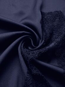 Reflora Plus Size Women Lace Patchwork Slit Design Casual Versatile Skirt - Navy Blue - View 3