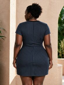 CurvyTilda 大尺碼休閒條紋夏季洋裝 - 彩色 - 查看 2