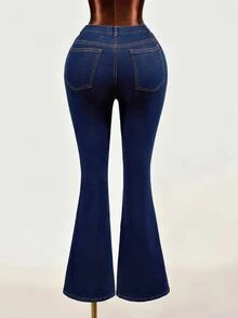 Mistrie Casual Flare Leg Jeans For Women - Blue - View 2