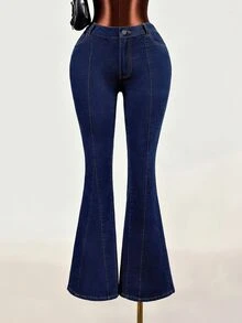 Mistrie Casual Flare Leg Jeans For Women - Blue - View 8