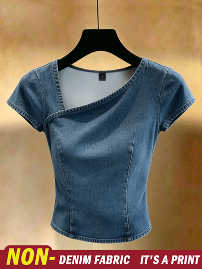 Franclia Women's Solid Color Casual Versatile Daily Wear Top