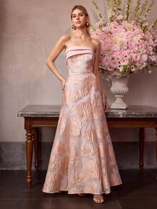 MOTF Soiréza 春夏女款無肩帶刺繡粉色派對洋裝 - 粉色 - 查看 9