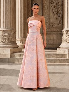 MOTF Soiréza 春夏女款無肩帶刺繡粉色派對洋裝 - 粉色 - 查看 4