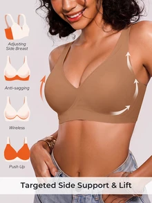 Bareli Dear Women's Simple Solid Color Seamless Bra 1pc - Brown - View 3