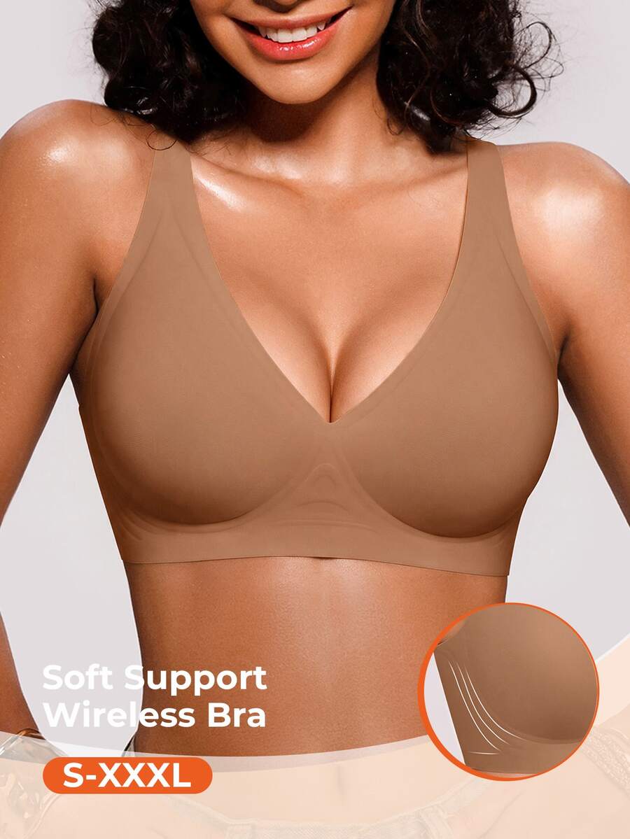 Bareli Dear Women's Simple Solid Color Seamless Bra 1pc - Brown - View 1