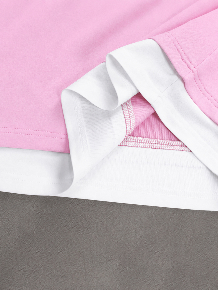 STYNVO Men's Fashion Letter Print Patchwork Sleeve Crew Neck T-Shirt - Pink - View 3