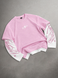 STYNVO Camiseta de cuello redondo con estampado de letras y mangas de patchwork para hombre