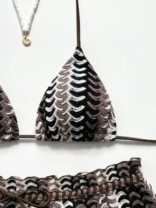 Swim Vcay 女款夏季海灘條紋性感時尚比基尼兩件式泳衣套裝附短褲 - 彩色 - 查看 3