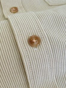 Manfinity Homme Manfinity 男士燈芯絨襯衫外套，鈕扣開襟襯衫夾克，都市街頭風休閒秋季工作日常穿著，正式感，老錢風 - 杏色 - 查看 5
