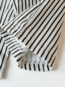 SHEIN 2pcs White Baby Girl Preppy Cute Horse Rider Embroidery Striped Short Sleeve Crewneck T-Shirt Wide Leg Pants Set Summer - Multicolor - View 8