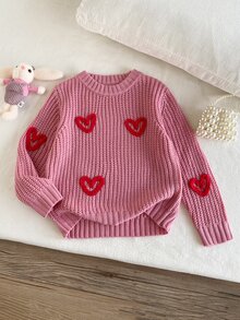 SHEIN 女童時尚百搭可愛蝴蝶結圓領套頭毛衣，秋季穿搭 - 彩色 - 查看 3
