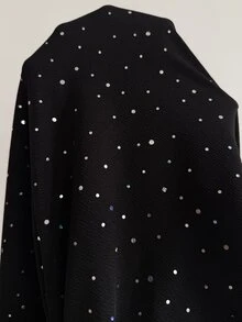 Comfylo Plus Size Women's Rhinestone Embellished Casual Versatile Commute Travel Blazer - Black - View 9