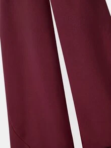 SHEIN Sparklyn 青少年女孩白色彎腿寬鬆休閒運動長褲，工裝寬腿可愛騎行沙灘長褲，夏季款 - 酒紅色 - 查看 5