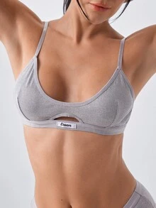 Loungeista Women's Lace Strap Bra And Triangle Panty Casual Daily Lingerie Set - Grey - View 7