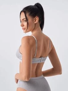 Loungeista Women's Casual Daily Spaghetti Strap Bra - Grey - View 2