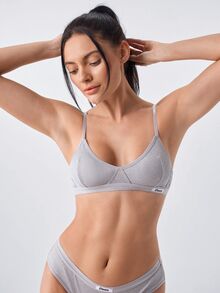 Loungeista Women's Casual Daily Spaghetti Strap Bra - Grey - View 5