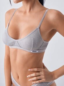 Loungeista Women's Casual Daily Spaghetti Strap Bra - Grey - View 6