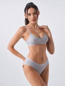Loungeista Women's Casual Daily Spaghetti Strap Bra - Grey - View 4