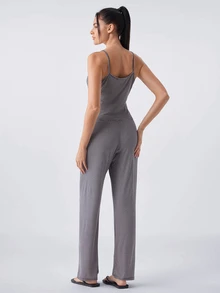 Loungeista Striped Soft Casual Camisole Loungewear Pajama Set - Navy Blue - View 2