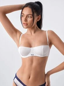 Loungeista Women's Simple Solid Color Underwire Bra - White - View 6