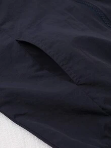 SHEIN 青少年女孩秋季套裝，拼色拉鍊夾克與寬腿長褲兩件套，寬鬆版型拼色設計，海軍藍 + 淺薄荷綠 - 藏蓝色 - 查看 6