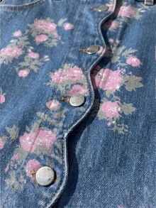 SHEIN MOD A字型修身中长牛仔裙，时尚百搭 - 中等水洗藍 - 查看 3