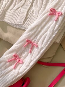 SHEIN Girls' Fashion Casual Fresh Short Solid Color Autumn/Winter Hooded Knit Cardigan Sweater - Pink - View 5