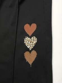 SHEIN 青少年女孩長袖運動衫愛心印花套裝休閒日常街頭風2件套穿搭 - 彩色 - 查看 6