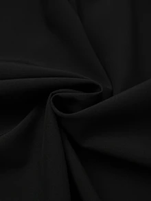Elenzga Black Plus Size Casual Chic Elegant Pleated Design Short Sleeve Blouse, Suitable For Spring, Summer And Autumn Night Office Date Night Daily - Black - View 5