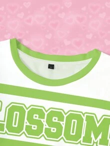 THE POWERPUFF GIRLS X SHEIN 大尺碼女款圓領字母卡通印花休閒日常夏季T恤 - 白色 - 查看 4