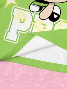 THE POWERPUFF GIRLS X SHEIN 大尺碼女款圓領字母卡通印花休閒日常夏季T恤 - 白色 - 查看 6