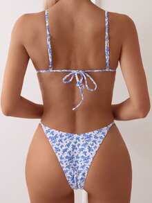 Bonvoyette Women's Summer Beach Ditsy Floral Sexy Bikini Set, Random Print - Multicolor - View 2