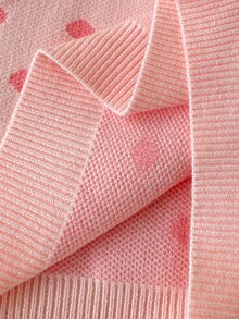 SHEIN مجموعة من قطعتين للفتيات الصغيرات، كنزة بأكمام طويلة مزينة بفيونكة ثلاثية الأبعاد وتنورة مطوية، خريف/شتاء - متعدد الألوان - مشاهدة 5