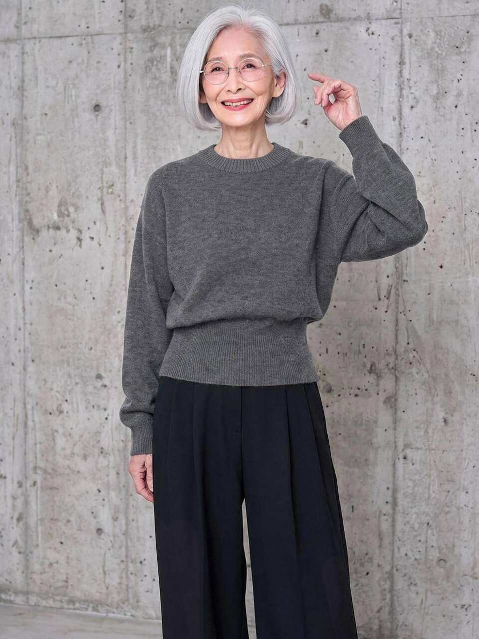 Women's Korean Style Autumn Solid Color Knit Sweater For Middle-Aged Women