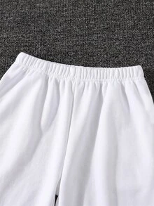SHEIN 2件組女孩大童休閒黑白多款針織運動長褲 - 黑與白 - 查看 3