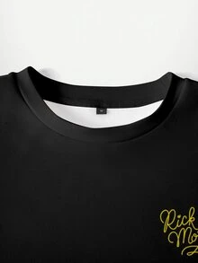 Rick and Morty X SHEIN 男士休閒卡通印花保暖內裡衛衣，秋冬款 - 白色 - 查看 4