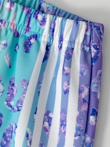 Tween Girls Y2K Macaron Sweet Cool Style Leopard Print Straight Leg Pants With Side Stripes, Colorful Leopard Print Pattern Long Pants, Rainbow Elastic Waist Sports Pants - Multicolor - View 6